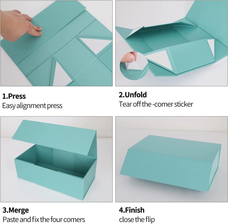 ROSTELACK Gift Boxes 10"x6"x3" with Magnetic Closure Lid Gift Boxes for Presents,Bridesmaid Gifts Box,Cute Box,Luxury for Gift Packaging, Magnetic Gift Box for Wrapping Gifts (Light Blue/5PCS) - Image 3
